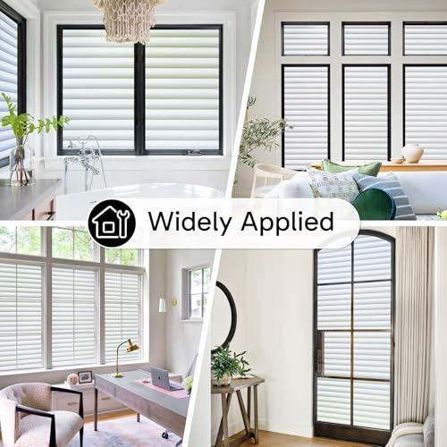 rabbitgoo Window Privacy Film Frosted Glass Film for Bathroom Non Adhesive Static Cling Removable Window Sticker for Home Office Anti-UV Opaque Window Coverings Blinds Pattern 35.4 x 78.7 inches