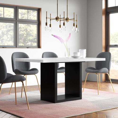 Strickler White Marble Table Top and Pedestal Dining Base