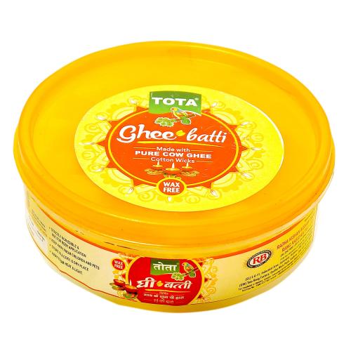 TOTA Pure Cow Ghee Diya Cotton Wick for Puja -50 Ghee Batti | Wax Free Desi Ghee Diya Wick – Pack of 1