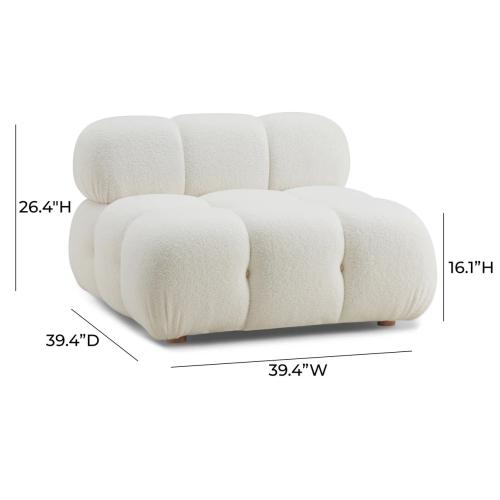 Calliope Vegan Shearling modular armless Upholstered Sectional Cream