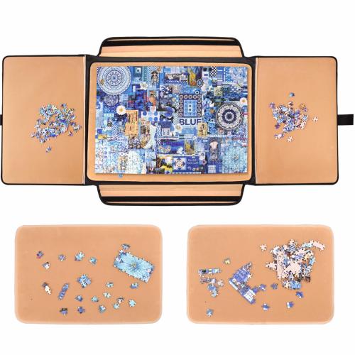 1500 Pieces Jigsaw Puzzle Board Portable Puzzle Board Jigsaw Puzzle Table Board Puzzle Keeper Puzzle Caddy with Sorting Trays & Detachable BoardNon-Slip Surface