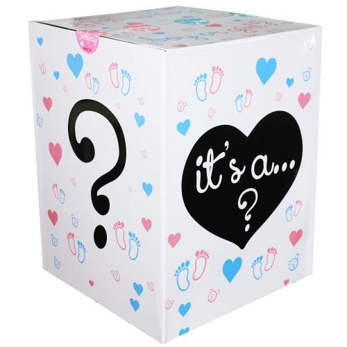 Nejoe Baby Gender Reveal Box for Balloons Party Supplies and Decorations Tall 18” x 18” x 24” Surprise Boxes and Event Decor for Girls and Boys Fun for Family and Friends