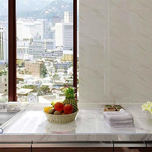 NECAUX Custom Multisize 1.5mm Thick Clear PVC Table Cover Protector - 40 x 78 Inch Kitchen Wood Grain Vinyl Transparent Table Cover Plastic Protective Pad for Dining Room Table/Office Desk