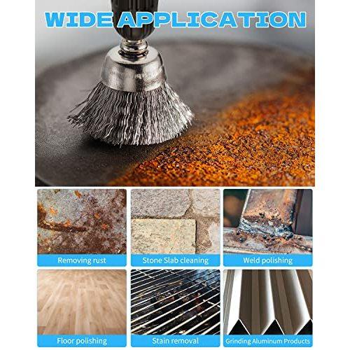 60 Pack Carbon Steel Wire Wheel Brush Rocaris Cup Brush Wheel Brush Pen Brush Set with 1/4-Inch Hex Shank for Rust Removal Corrosion and Scrub Surfaces