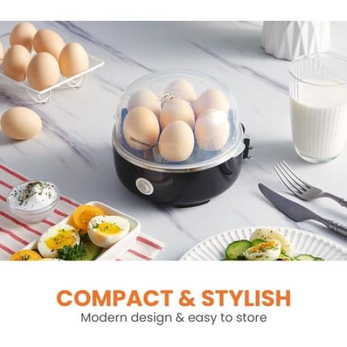 Elite Gourmet EGC115B Easy Egg Cooker Electric 7-Egg Capacity, Soft, Medium, Hard-Boiled Egg Cooker with Auto Shut-Off, Measuring Cup Included, BPA Free, Classic Black