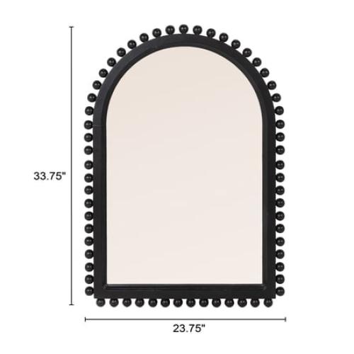 Creative Co-Op Wood Ball Framed Arched Wall Mirror, Matte Black