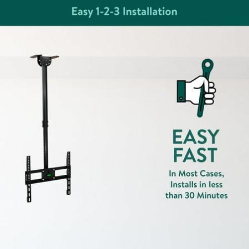 onn Full Motion Ceiling TV Mount for 26 to 65 TVs, UL Listed, Holds up to 110 lbs