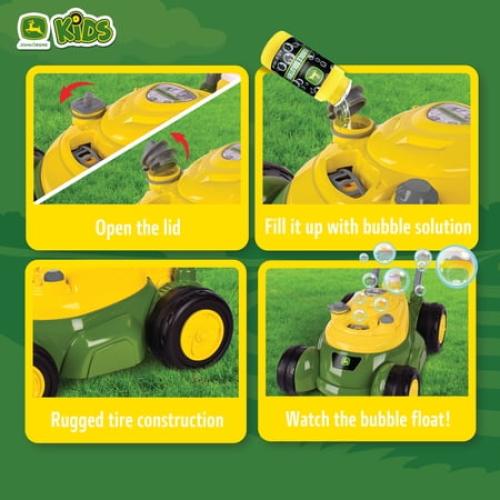 John Deere Bubble-N-Go Toy Lawn Mower Automatic Bubble Machine No Batteries Required Age 3  Years