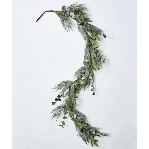 Artificial Mixed Pine & Eucalyptus Christmas Garland Green;brown;white 5'