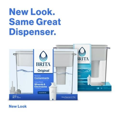 (lid chipped) Brita Extra Large Ultramax 27 Cup Grey Filtered Water Dispenser with 1 Standard Filter