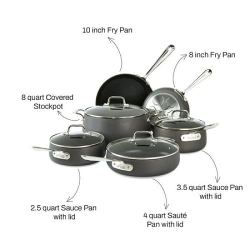 All-Clad HA1 Hard Anodized Nonstick Cookware, 10 Piece Set