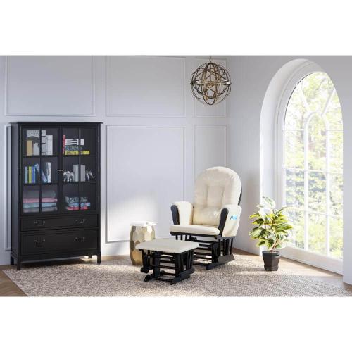 Hoop Black with Beige Cushion Glider and Ottoman Set