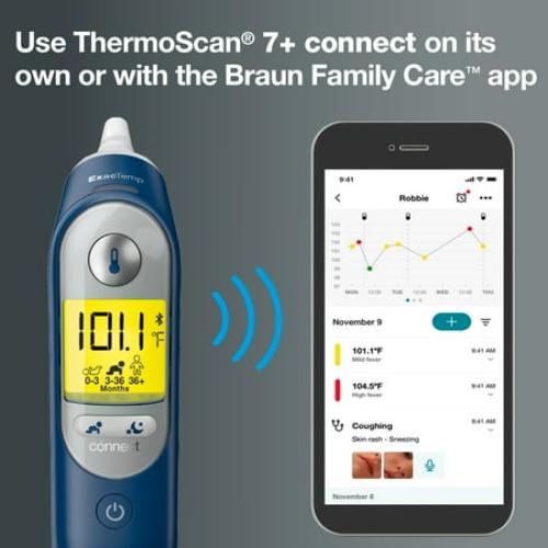 Navy Blue Braun ThermoScan 7  Connect Ear Thermometer, IRT6575US