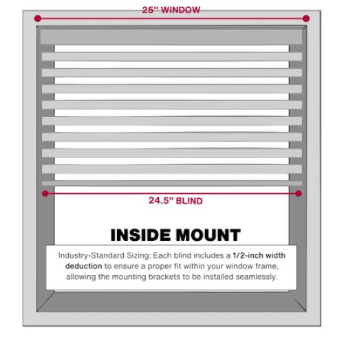 Lotus & Windoware Cordless 1 Vinyl Mini Blind Light Filtering Horizontal Blind, 25 Width x 72 Length, White, Smooth