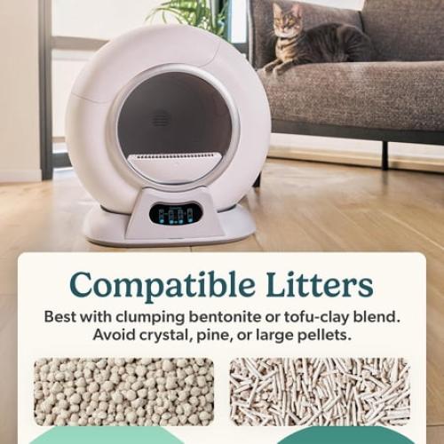 Petcove Automatic Litter Box Self Cleaning with Smart App Control and Safety Sensors for Multiple Cats - Gray