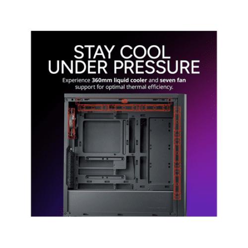 Cooler Master Elite 502 ATX High Airflow Minimalist PC Case, 410mm GPU Max, Compatible RTX 5090|RX 7090 XT, 360mm AIO Max, Type C, Tempered Glass, Triple 120mm aRGB PWM Fan, Intakes Grill