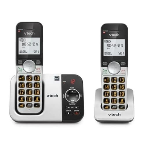 VTech VG232-2 Cordless Phone with Answering Machine -with 2-Handsets Large Display and Big Buttons Full-Duplex Speakerphone Caller ID Last 10 Number Redial