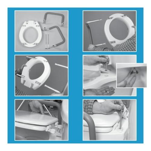 Carex 4.5 Raised Toilet Seat with Armrests, for Elongated and Round Toilets, Removable Handles, 300 lb Capacity