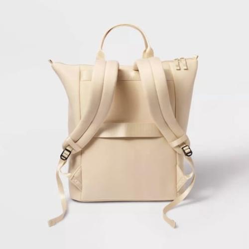 ALL IN MOTION FAUX NEOPRENE TOTE BACKPACK - CREAM