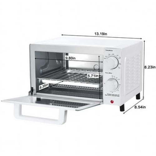 Mainstays 4 Slice Countertop Toaster Oven with 3 Settings, Includes Baking Rack and Pan, Arctic White, New