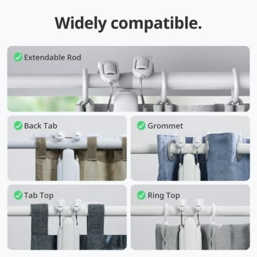 SwitchBot Curtain Rod 3, Smart Curtain Opener, Retrofit & Motorize Existing Curtains, Upgraded High-Performance Motor, White
