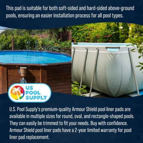 U.S. Pool Supply Ground Shield 12-Foot x 24-Foot Rectangle Heavy Duty Pool Liner Pad for Above Ground Swimming Pools - Protects Pool Liner, Prevents Punctures, Eco-Friendly Fabric - Extends Liner Life