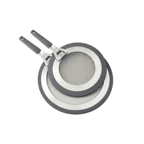 MIU Silicone Stainless Steel Dual-Material Edge Fine Mesh Core Splatter Guards with 2-Piece Set