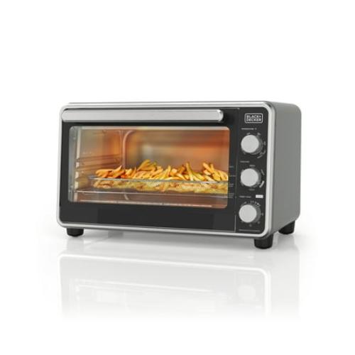 Black   Decker Crisp 'N Bake PRO 6-Slice Air Fryer Toaster Oven with Basket, Pan, Rack & Tray, Stainless Steel