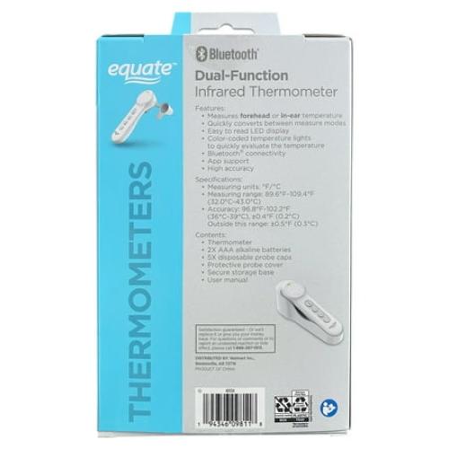Equate Bluetooth Dual-Function Infrared Thermometer, Forehead and Ear Mode