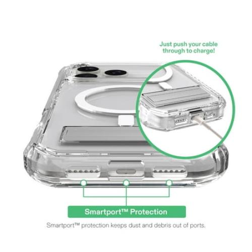 onn MagSafe Compatible Rugged Phone Case with Kickstand for iPhone 17 Pro Max - Clear