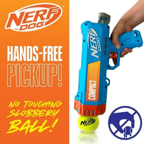 Nerf Dog Compact Blaster Tennis Ball Launcher for Dogs with 2 Balls, 12 inch