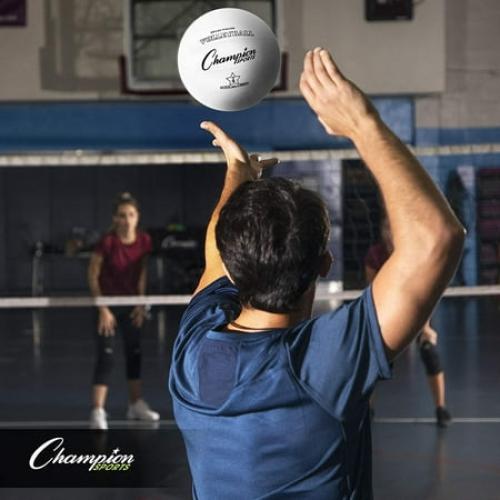 Champion Sports Rubber Volleyball, Official Size, for Indoor and Outdoor Use - Durable, Regulation Volleyballs for Beginners, Competitive, Recreational Play - Premium Equipment - Light Blue VR4