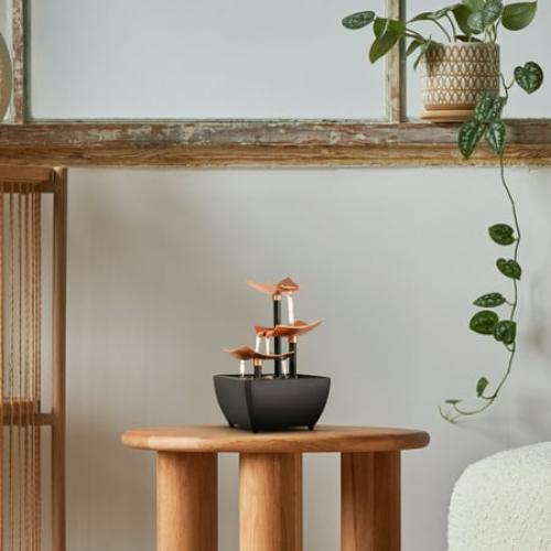 Homedics Golden Dew Tabletop Indoor Water Fountain, with Natural River Rocks, Soothing Nature Sounds, Zen Relaxation