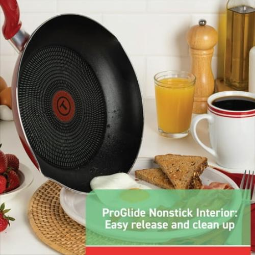 T-fal Easy Care 12-Piece Non-Stick Cookware Set, Pots and Pans, Red