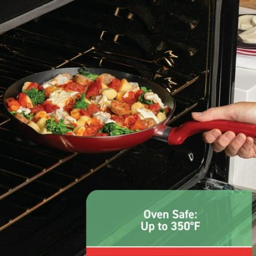 T-fal Easy Care 12-Piece Non-Stick Cookware Set, Pots and Pans, Red