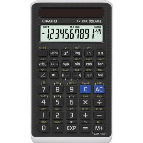 Casio FX- 260 Solar II Scientific Calculator, LCD Display, Black
