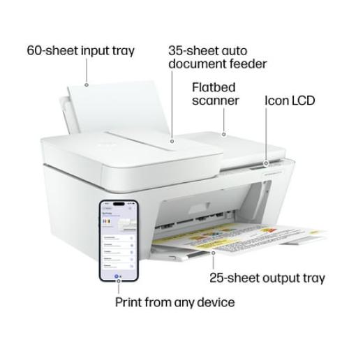 HP DeskJet 4252e Wireless All-in-One Color Inkjet Printer (White), Scanner, Copier, 3 months Free Instant Ink