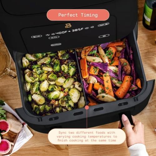 Beautiful 9 QT TriZone Air Fryer, Black Sesame by Drew Barrymore
