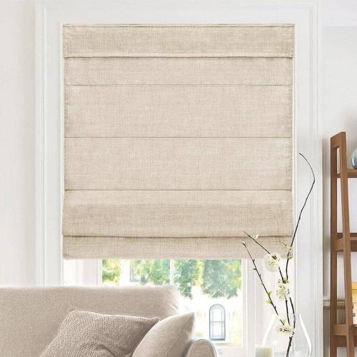 Belgian Flax Cordless Light Filtering Privacy Polyester Roman Shade 31 in. W x 72 in. L