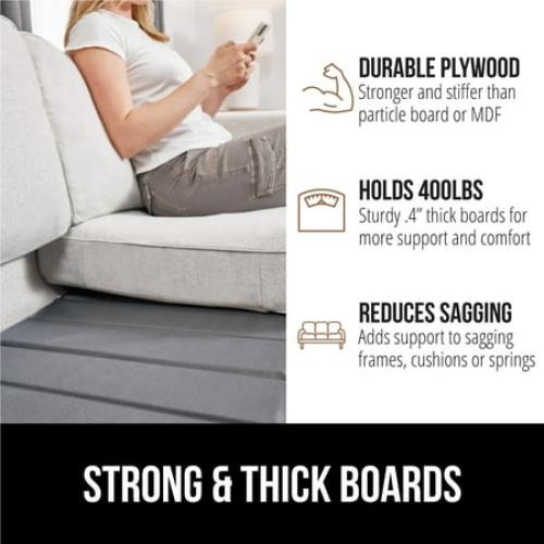 GORILLA GRIP Heavy Duty Couch Cushion Support Board to Fix Sagging Sofas, 24 x 78 Wide Oversized Sofa, Plywood Boards Add Strong Seat Supports, Stay in Place Replacement Stuffing Under Couches Gray