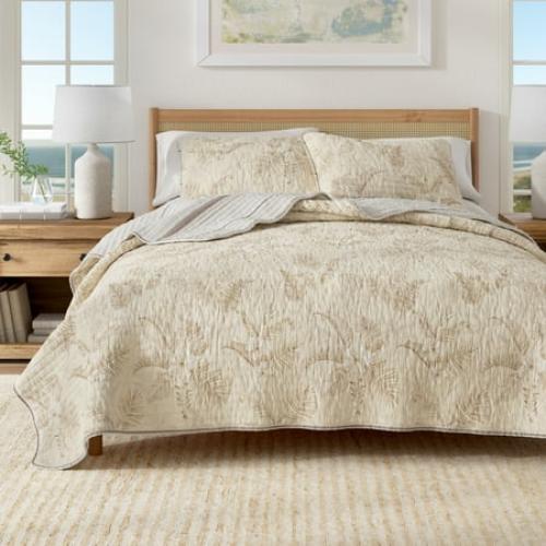 Ridge & Cove Tropical Palms Reversible KING SIZE / Cotton Quilt Set