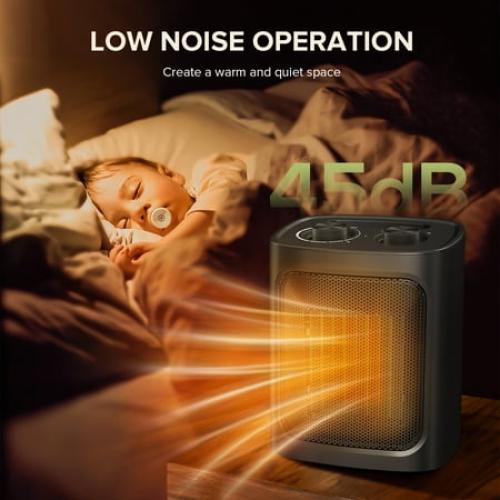 Auseo 750W/1500W Space Heater with ETL Certified, 2S Rapid Heating, Multiple Safety Protection, Ceramic Heater for Home/Bathroom/Kitchen/Office, Black