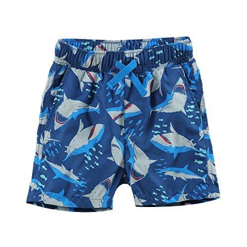 ESTAMICO Boys' Shark Quick Dry Beach Board Shorts Swim Trunk, 10/12
