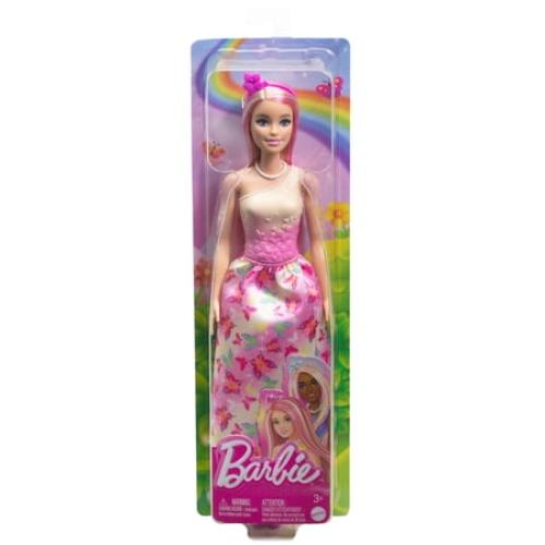Barbie Royal Doll with Pink and Blonde Hair, Butterfly-Print Skirt and Accessories