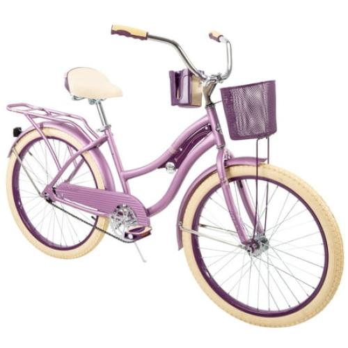 Huffy 24 Nel Lusso Girls' Cruiser Bike, Purple Satin, Age 12  Years ⚠️MISSING PEDALS AND BASKET⚠️