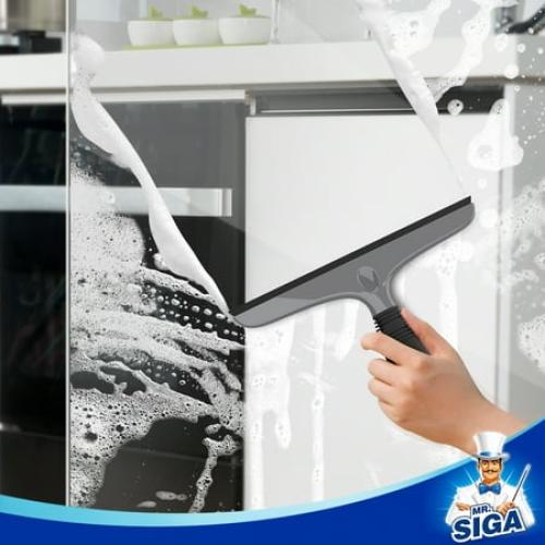 MR.Siga Multi-Purpose Silicon Squeegee Includes Suction Hook, 10 inch, Grey & Black, 1 Pack