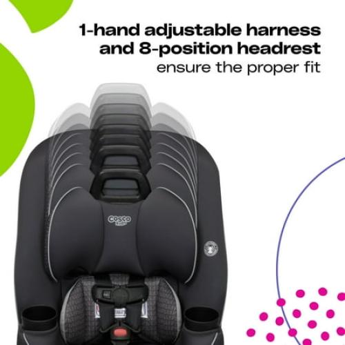 Cosco Kids Easy Elite Slim All-in-One Convertible Car Seat, Grey Glyphs