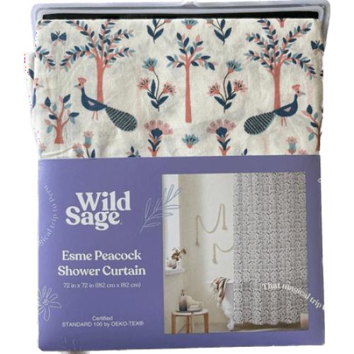 Wild Sage Esme Peacock Shower Curtain (72 X 72)
