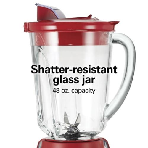 Hamilton Beach Wave Action Quiet Blender, 48 oz. Glass Jar, 12 Blending Functions, Red, MISSING CONTAINER