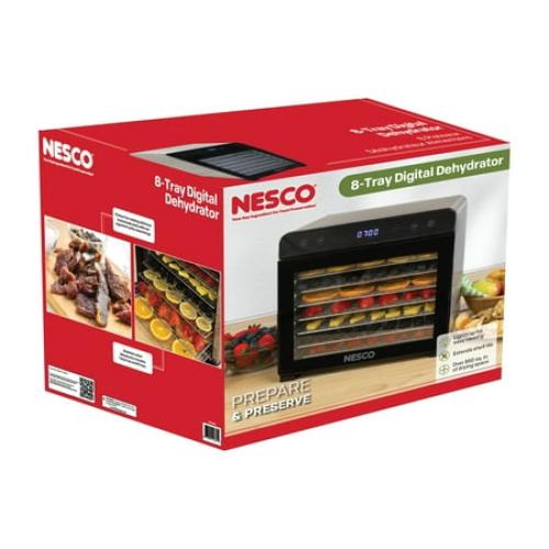 NESCO 8-Tray Stainless Steel Food Dehydrator, 650W Professional Food Dehumidifier with Glass Window for Beef Jerky, Herbs, and Dog Treats